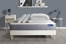 Pack prêt à dormir matelas ACTIFLEX DREAM Ressorts ensachés + mémoire de forme 140x200 + sommier KIT blanc +2oreillers+couette