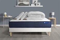 Pack prêt à dormir matelas ACTIFLEX LIFE 200x200 Ressorts ensachés + Mémoire de forme + sommier KIT blanc +2oreillers+couette