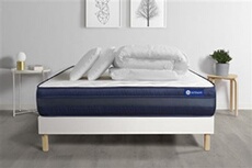 Pack prêt à dormir matelas ACTILATEX TECH 140x200 Mémoire de forme Maxi épaisseur + sommier KIT blanc + 2 oreillers +couette