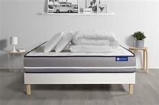Pack prêt à dormir matelas Latex + mémoire de forme ACTILATEX PUR 200x200cm + sommier KIT blanc + 2 oreillers + couette