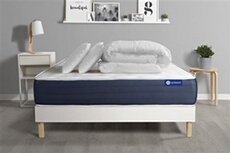 Pack prêt à dormir matelas Mémoire de forme ACTIMEMO SLEEP 140x200 5zones confort + sommier KIT blanc + 2 oreillers + couette