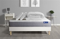 Pack prêt à dormir matelas ACTIMEMO DREAM mémoire de forme 140x200 cm 5zones confort + sommier KIT blanc + 2oreillers+couette