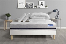 Pack prêt à dormir matelas 140x190 ACTIMEMO SOFT 3zones de confort + sommier KIT blanc + 2 oreillers + couette