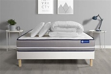 Pack prêt à dormir matelas à mémoire ACTIMEMO PUR 160x200cm 3zones de confort + sommier KIT blanc + 2 oreillers + couette