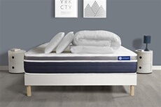 Pack prêt à dormir ACTIFLEX CONFORT Matelas Ressorts ensachés+mémoire de forme 140x190 + sommier KIT blanc +2oreillers+couette