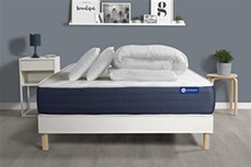 Pack prêt à dormir matelas Ressorts ensachés + Mémoire de forme ACTIFLEX SLEEP 160x200 + sommier KIT blanc +2oreillers+couette