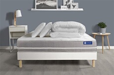 Pack prêt à dormir matelas Ressorts ensachés ACTIFLEX TOUCH 140x190 3zones confort + sommier KIT blanc + 2 oreillers +couette