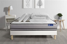 Pack prêt à dormir matelas ACTILATEX 160x200cm à MEMOIRE DE FORME + LATEX + sommier KIT blanc + 2 oreillers + couette
