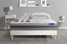 Pack prêt à dormir matelas ACTIMEMO RELAX mémoire de forme 160x200 cm Maxi épaisseur + sommier KIT blanc + 2oreillers+couette