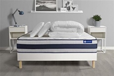 Pack prêt à dormir matelas Mémoire de forme ACTIMEMO ERGO 140x190 cm Maxi épaisseur + sommier KIT blanc + 2oreillers +couette