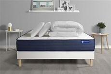 Pack prêt à dormir matelas ACTIMEMO LIFE 140x200 Mémoire de forme 5zones de confort + sommier KIT blanc + 2oreillers +couette