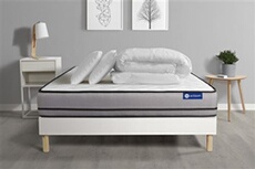 Pack prêt à dormir matelas ACTIMEMO 140x200cm à MEMOIRE DE FORME 3zones de confort + sommier KIT blanc + 2 oreillers +couette