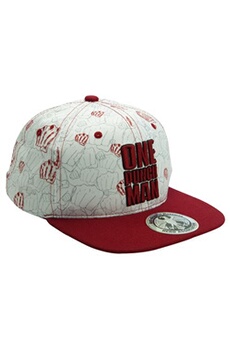 casquette de baseball abystyle - one punch man - casquette snapback- beige & rouge - poings