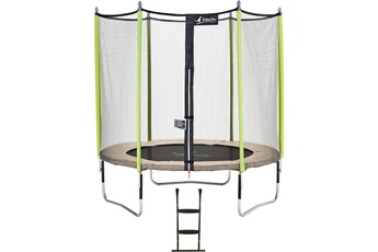 Trampoline Kangui Trampoline de jardin 244 cm + filet de sécurité + échelle jumpi taupe/vert 250