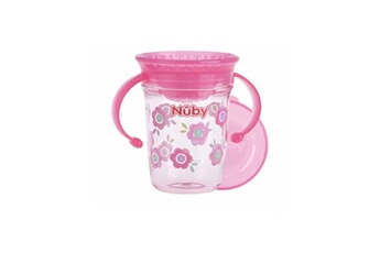 Autre accessoire repas bébé Nuby Tritan gobelet magique 360° avec anses - rose - 240 ml