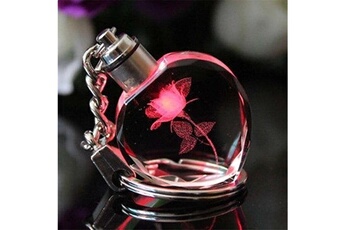 Accessoire de déguisement Totalcadeau Porte-clés en forme de coeur en cristal avec fleur gravée