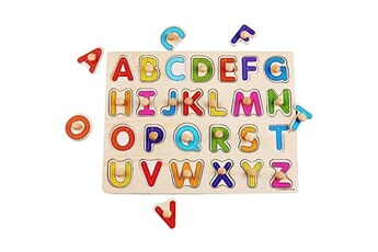 Puzzle Totalcadeau Puzzle lettres de l'alphabet en majuscule en bois jeu montessori