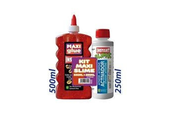 Autres jeux créatifs Instant Kit maxi slime colle glitter rouge 500ml + activateur 250ml. - instant - 16141