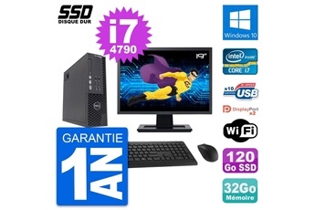 Unité Centrale Dell Pc Dell T1700 Sff Ecran 19" Intel I7-4790 Ram 32go Ssd 120go Windows 10 Wifi