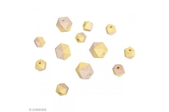 Autres jeux créatifs Rayher Perles en bois - diamant bicolore jaune banane - 2 tailles - 12 pcs