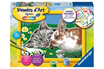 Autres jeux créatifs Ravensburger Jeu créatif ravensburger numéro d'art petit chaton et son compagnon lapin