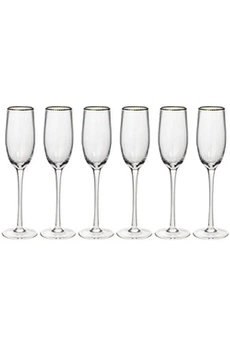 accessoire autour du vin secret de gourmet - lot de 6 flûtes de champagne merveilleux 21cl transparent