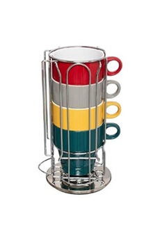 tasse et mugs secret de gourmet - lot de 4 mugs & porte capsules rack 23cm multicolore