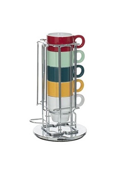 bols secret de gourmet - lot de 6 tasses & porte capsules rack 5cl multicolore