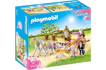 Figurine de collection PLAYMOBIL Playmobil carrosse et couple de mariés, 9427