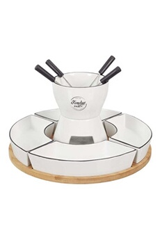 plat / moule cook concept - coffret fondue avec support en bambou fondue party