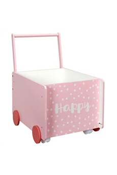 The Home Deco Kids - Bac de rangement chariot pour enfant rose - happy