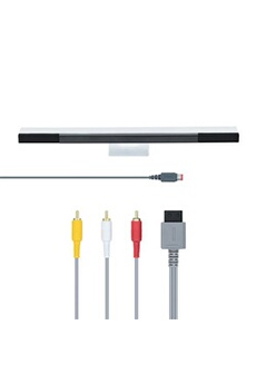 Connectique et chargeur console Third Party Cable AV & Wired Sensor Bar 2 en 1 pour Nintendo Wii / Wii U