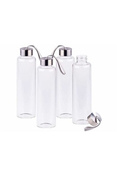 Gourde et poche à eau Pearl : 4 bouteilles en verre borosilicate - 550 ml