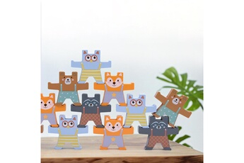 Autre jeux éducatifs et électroniques AUCUNE Ours empilant des jouets en bois animaux enfants éducation équilibre blocs de construction 12 pièces - multicolore