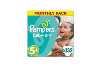 Couches Pampers Baby dry taille 5+ 13 a 27kg 132 couches
