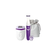 BRP505/00 Coffret Epilation Corps et Maillot - Epilateur électrique Satinelle Compact + Tondeuse bikini