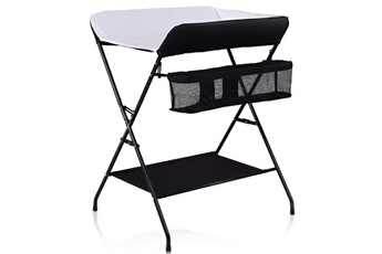 Commode et table à langer Costway Table à langer bébé pliante avec panier de rangement à côté charge max 10kg noir