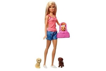 Poupée GENERIQUE Barbie - famille coffret le bain des chiots, poupée blonde et 3 figurines de chiots, avec baignoire et accessoires, jouet po 1065