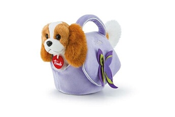 Peluche Trudi Trudi chien câlin en sac lilas marron / violet 11 x 18 x 26 cm