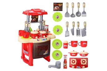 Autres jeux créatifs GENERIQUE Kids play kitchen, kids play kitchen with toy accessories set, mini kids kitchen rouge
