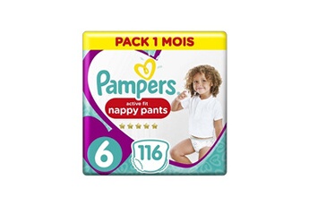 Couche bébé Pampers Active fit nappy pants taille 6, 116 couches-culottes - pack 1 mois