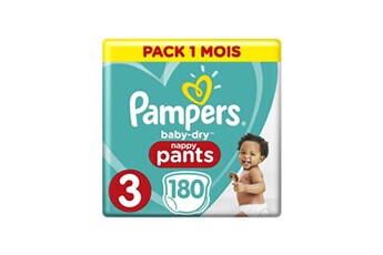 Couche bébé Pampers Baby-dry pants taille 3, 180 couches-culottes - pack 1 mois