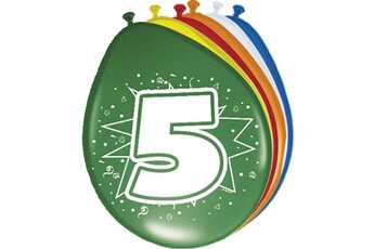 Article et décoration de fête Folat Folat ballon gonflable chiffre 5 multicolore ballons d'anniversaire 8 pcs décoration ballons party