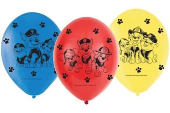 Article et décoration de fête Amscan 6 ballons de baudruche pat patrouille, 9903825, rouge, bleu, jaune, taille unique