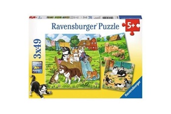 Puzzle Ravensburger Puzzle 49 pièces : 3 puzzles - chats et chiens, ravensburger