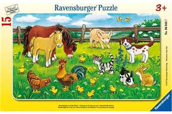 Puzzle Ravensburger Ravensburger puzzle cadre animaux de la ferme au pré 15 pièces