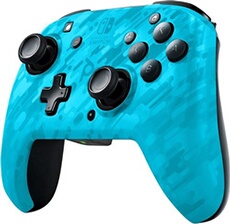 Manette Nintendo Switch sans fil Faceoff Deluxe Camouflage Bleu néon