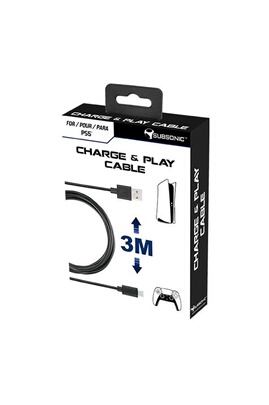 Accessoire pour manette Subsonic Câble de recharge USB C XXL pour manette  Dual Sense PS5 3 mètres