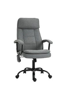 fauteuil de bureau vinsetto fauteuil bureau manager massant pivotant hauteur réglable tissu lin gris