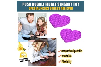 Autre jeux éducatifs et électroniques AUCUNE Love push bubble fidget jouet sensoriel autisme besoins spéciaux anti-stress 2pcs - violet